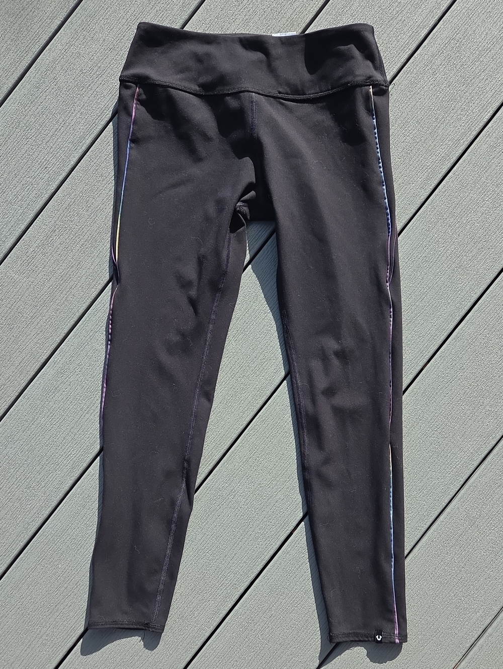 True Religion Black Kids Leggings with Rainbow Side Trim